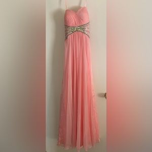 Strapless formal chiffon gown